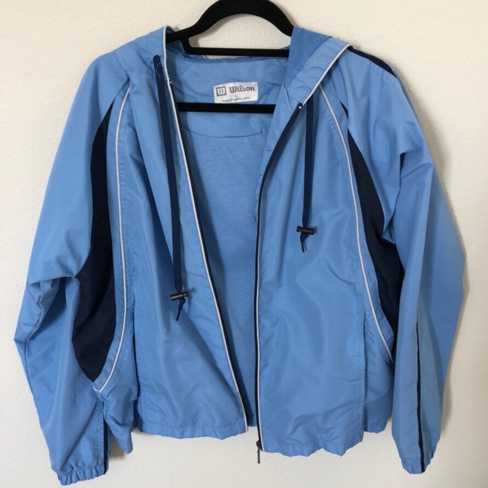thrifted vintage light blue wilson windbreaker